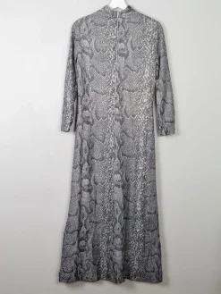 Silver Vintage Snakeskin Print Maxi Dress S