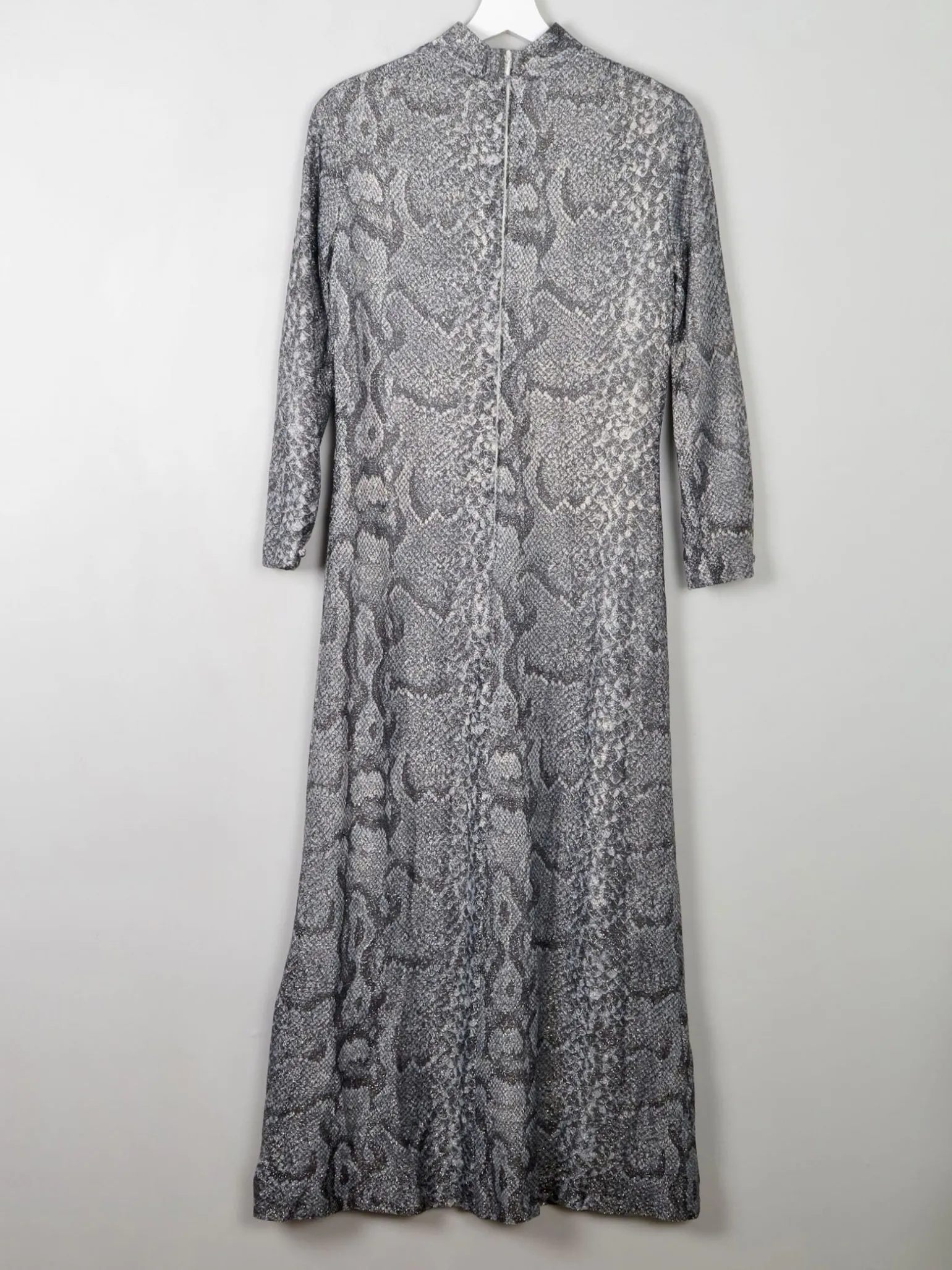 Silver Vintage Snakeskin Print Maxi Dress S
