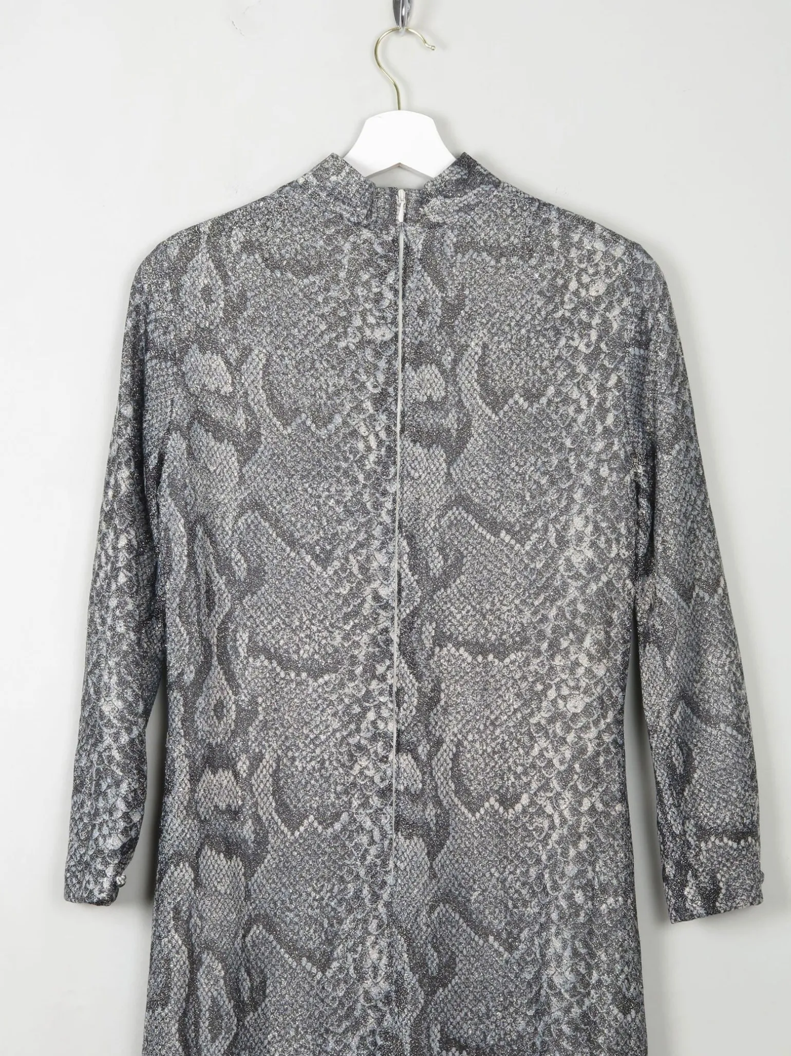 Silver Vintage Snakeskin Print Maxi Dress S