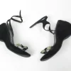 Stephaine Kelian Black Suede Wedge Shoes With Green Stones 5.5
