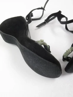 Stephaine Kelian Black Suede Wedge Shoes With Green Stones 5.5