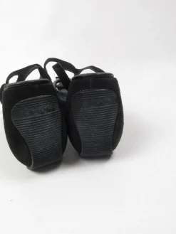 Stephaine Kelian Black Suede Wedge Shoes With Green Stones 5.5