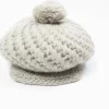 Stone Cream Hand Crochet 70s Peaked Cap/Beret  S-L