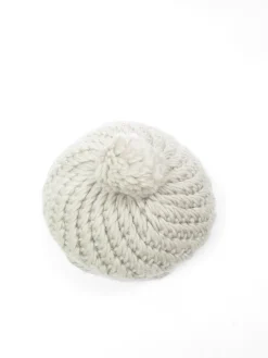 Stone Cream Hand Crochet 70s Peaked Cap/Beret  S-L