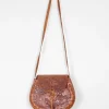 Tan Leather Vintage Peruvian Tooled Bag