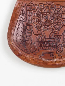 Tan Leather Vintage Peruvian Tooled Bag