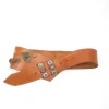 Tan Leather Vintage Waist Belt With Embellishments