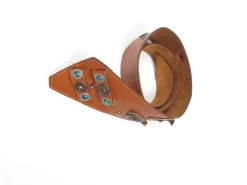 Tan Leather Vintage Waist Belt With Embellishments