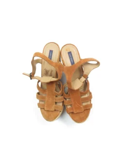 Tan Suede & Cork Vintage Style Kurt Geiger Wedge Shoes 40/7