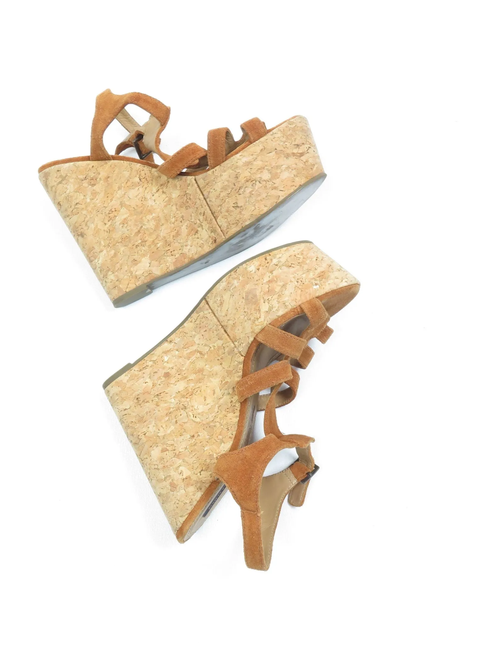 Tan Suede & Cork Vintage Style Kurt Geiger Wedge Shoes 40/7