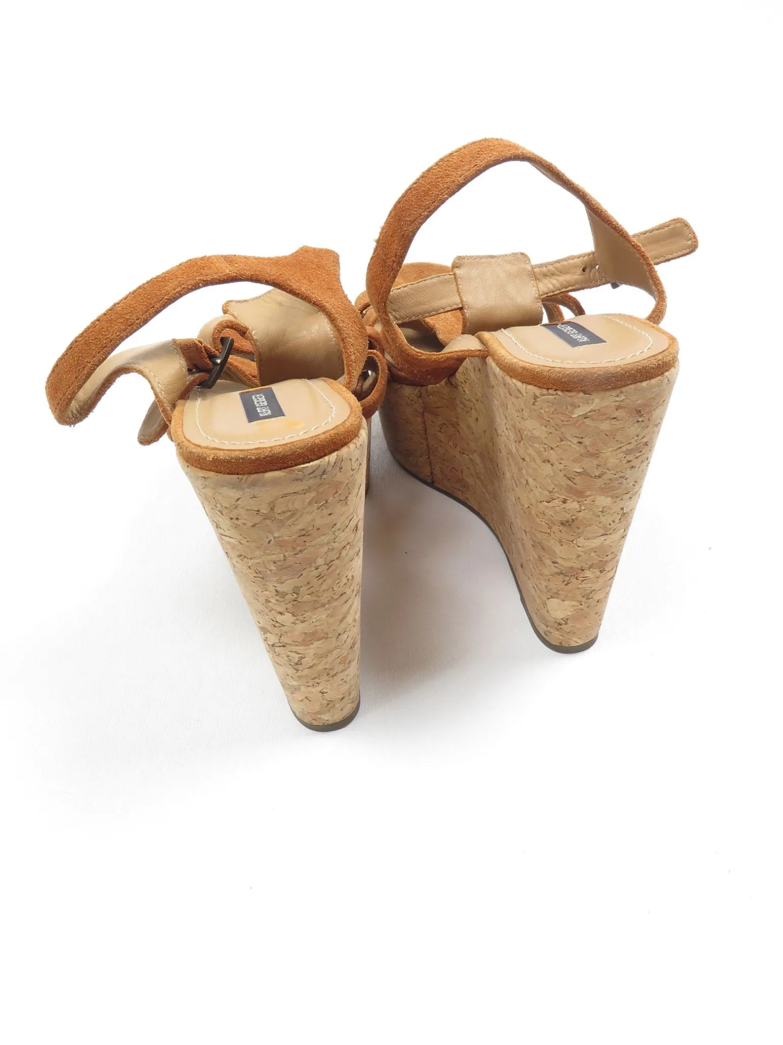 Tan Suede & Cork Vintage Style Kurt Geiger Wedge Shoes 40/7
