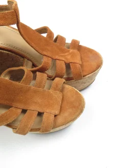 Tan Suede & Cork Vintage Style Kurt Geiger Wedge Shoes 40/7