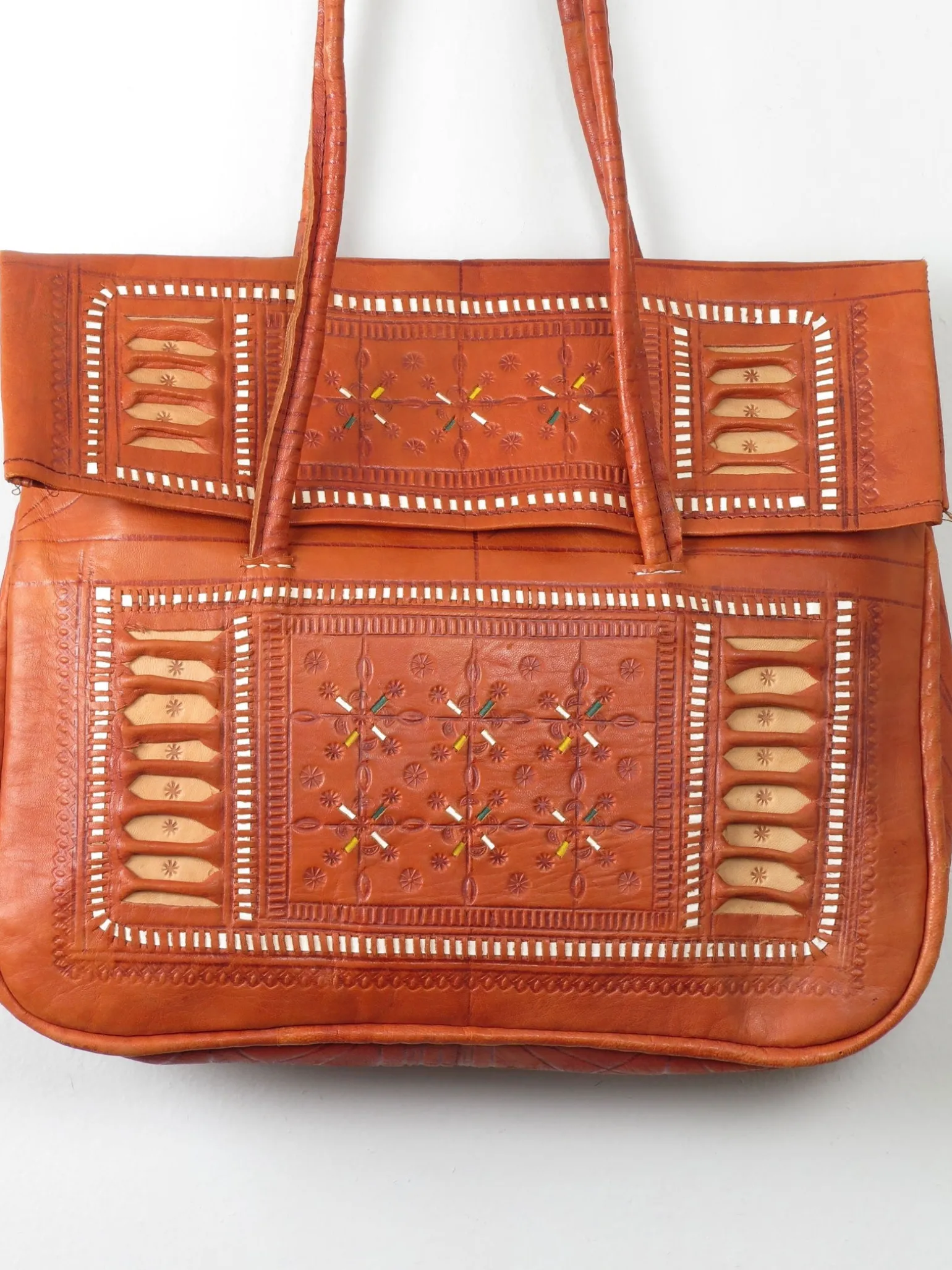 Tan Vintage Leather Ethnic Bag