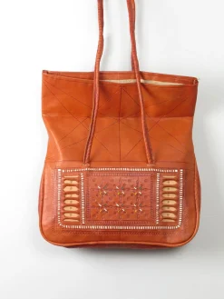 Tan Vintage Leather Ethnic Bag