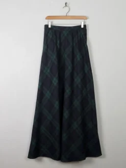 Tartan Wool Vintage Maxi Skirt S 27"