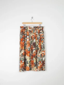 Tropical Print Knee Length Vintage Skirt L/XL