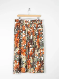Tropical Print Knee Length Vintage Skirt L/XL