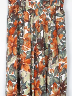 Tropical Print Knee Length Vintage Skirt L/XL