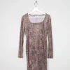 Velvet Snakeskin Print Fitted 90s Vintage Dress S