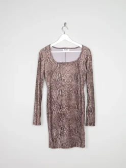 Velvet Snakeskin Print Fitted 90s Vintage Dress S