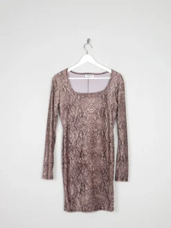 Velvet Snakeskin Print Fitted 90s Vintage Dress S