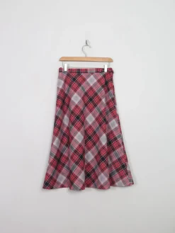 Vintage Aline Midi Check Wool Skirt S