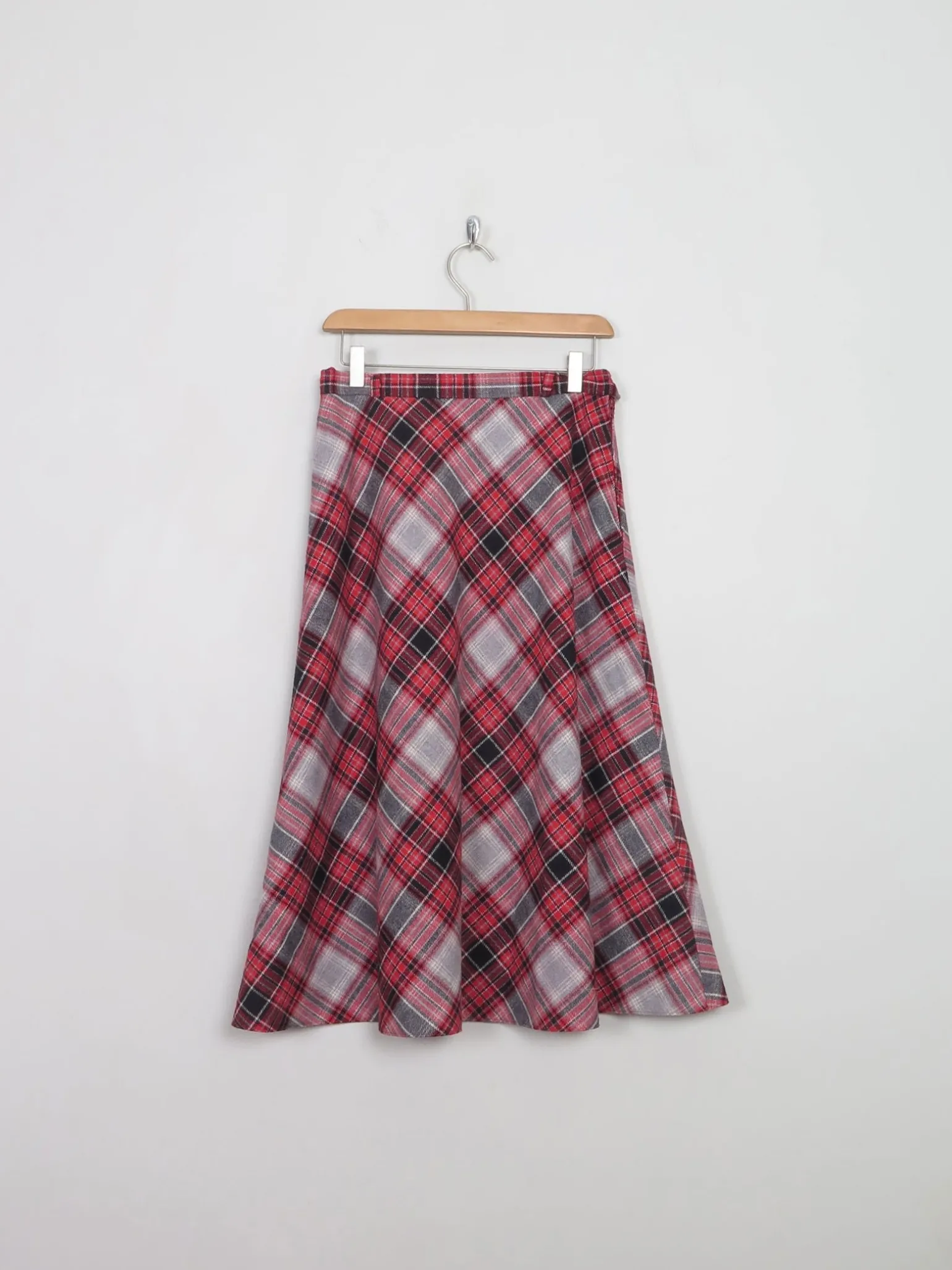 Vintage Aline Midi Check Wool Skirt S
