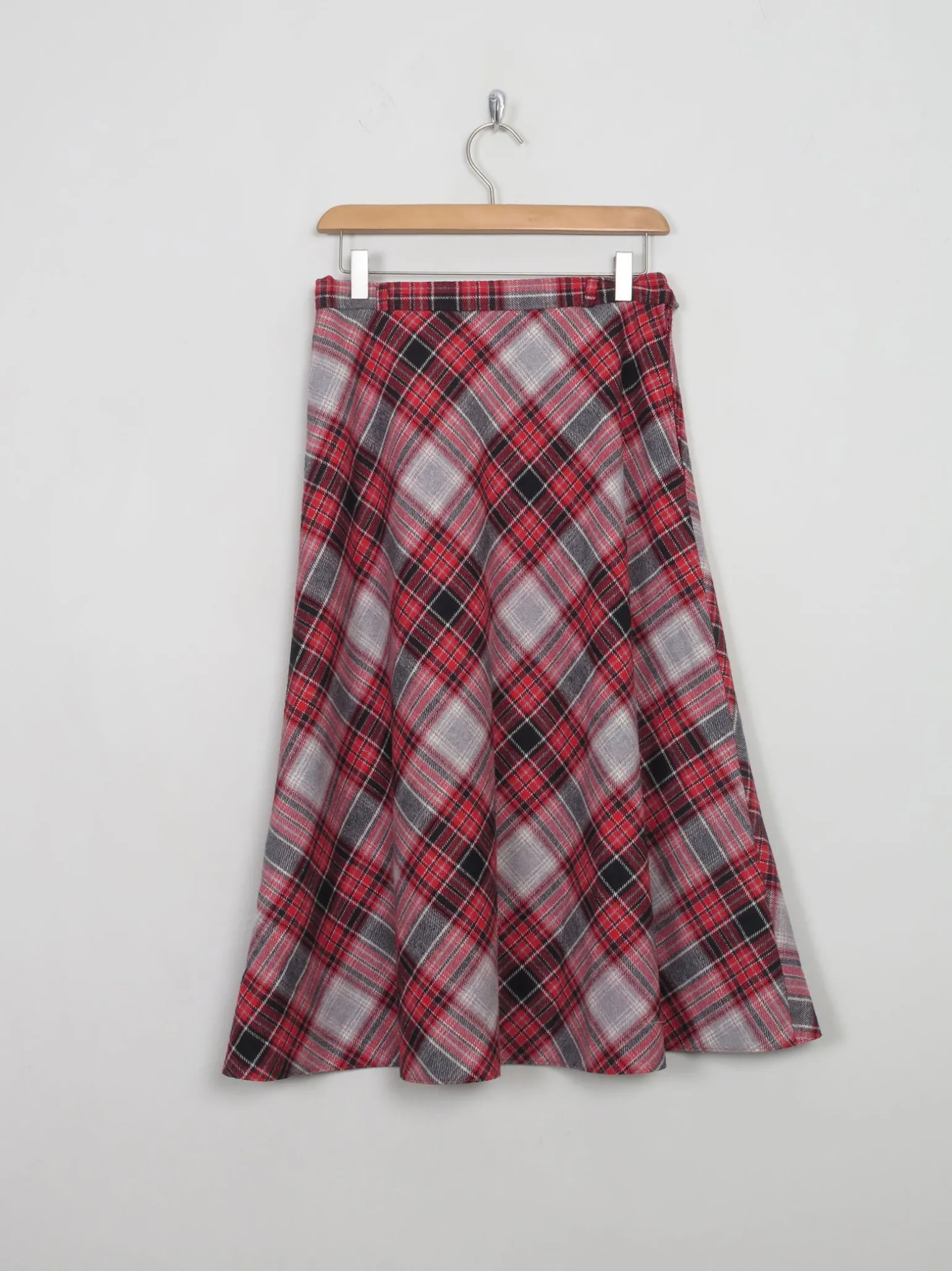 Vintage Aline Midi Check Wool Skirt S