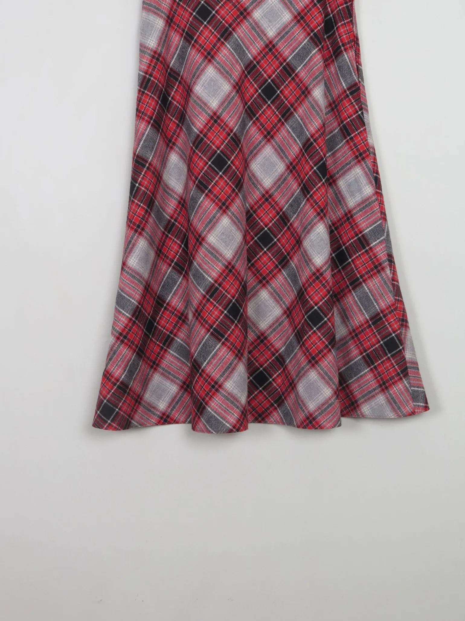 Vintage Aline Midi Check Wool Skirt S