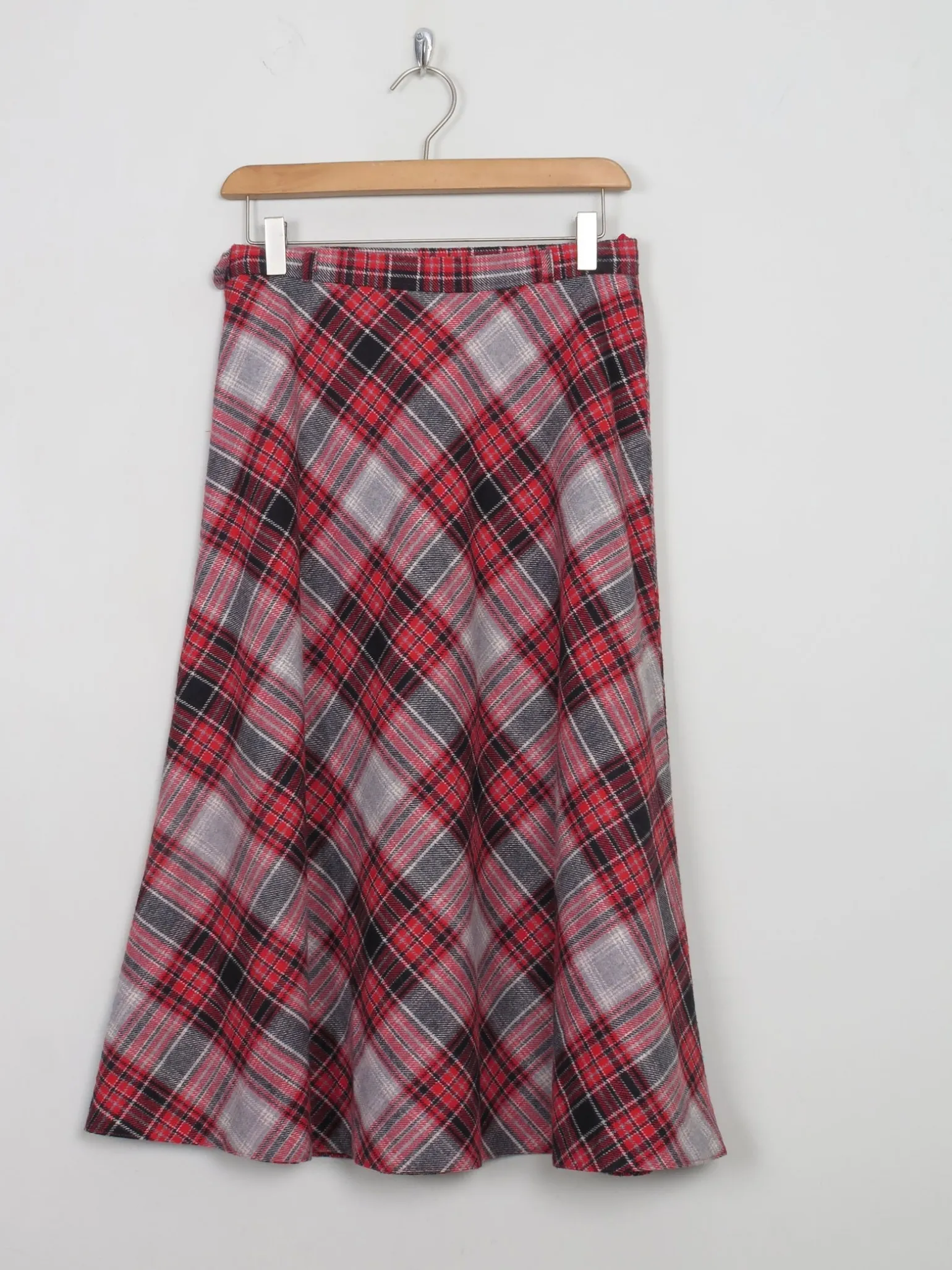 Vintage Aline Midi Check Wool Skirt S