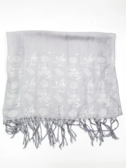 Vintage Asian Grey Silk Scarf/Wrap/Shawl