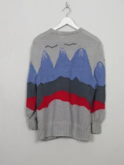 Vintage Austrian Patterned Hand-knit Wool Cardigan L