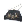 Vintage Bag Petit Point Hand Embroidered Black