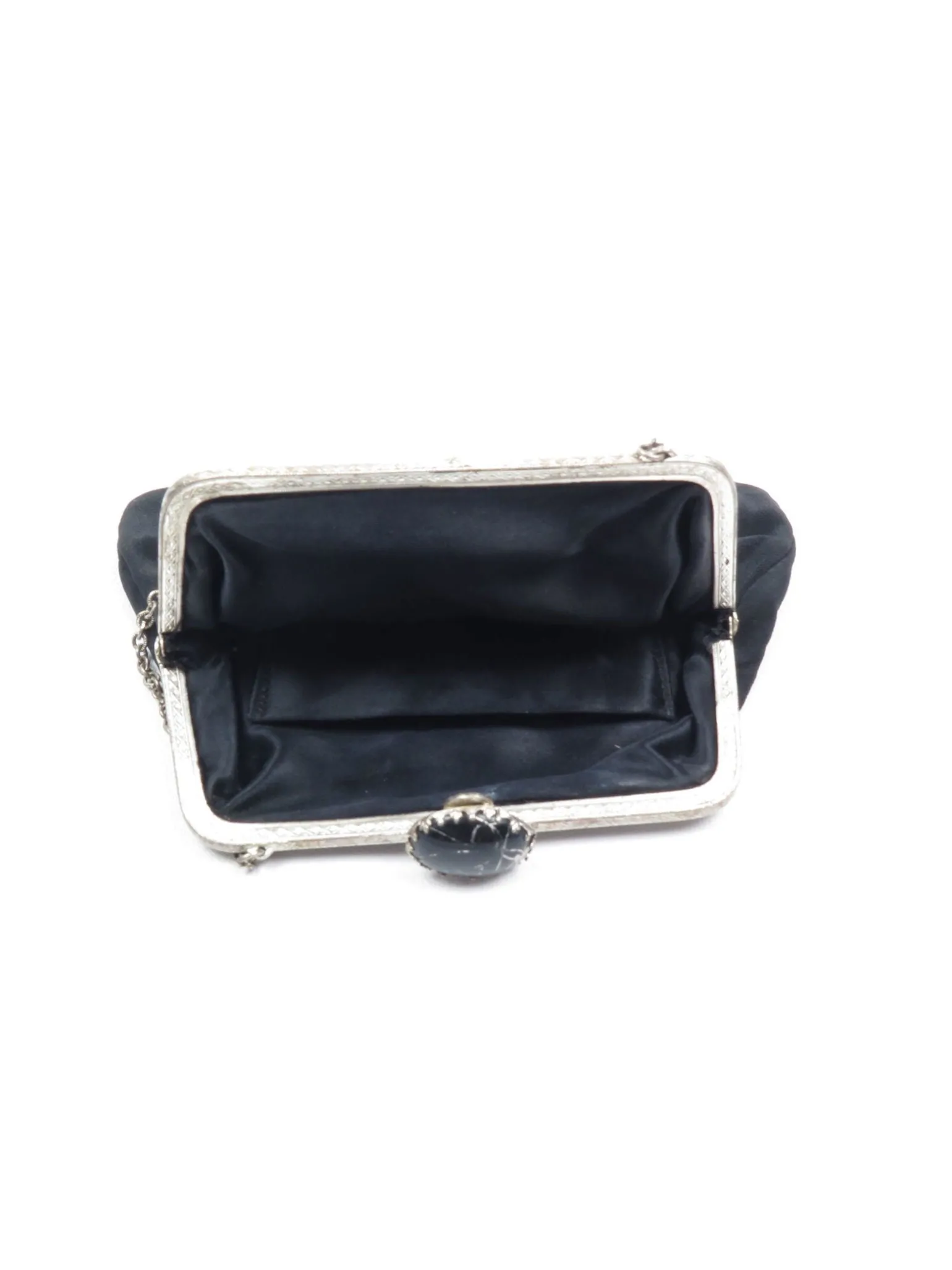 Vintage Bag Petit Point Hand Embroidered Black