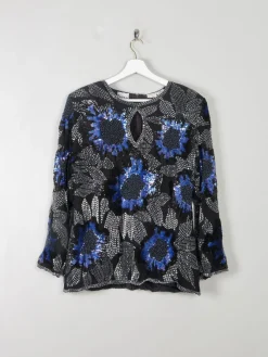 Vintage Beaded Silk Top M