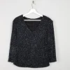 Vintage Black & Blue Beaded V-Neck Top M