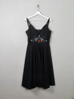 Vintage Black & Embroidered Dress S