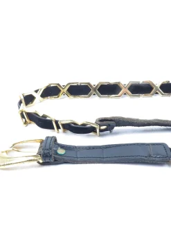 Vintage Black & Gold Leather Mix Belt M/L