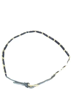 Vintage Black & Gold Leather Mix Belt M/L