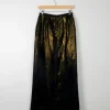 Vintage Black & Gold Shot Fabric Velvet Maxi Skirt 8 26" W