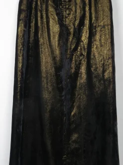 Vintage Black & Gold Shot Fabric Velvet Maxi Skirt 8 26