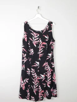 Vintage Black & Pink Printed 90s Button Down Dress L