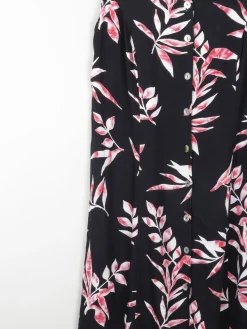 Vintage Black & Pink Printed 90s Button Down Dress L