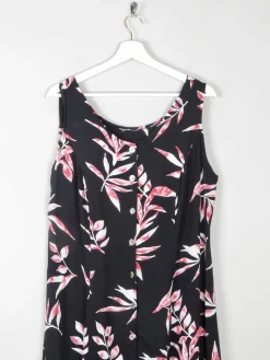 Vintage Black & Pink Printed 90s Button Down Dress L
