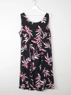 Vintage Black & Pink Printed 90s Button Down Dress L