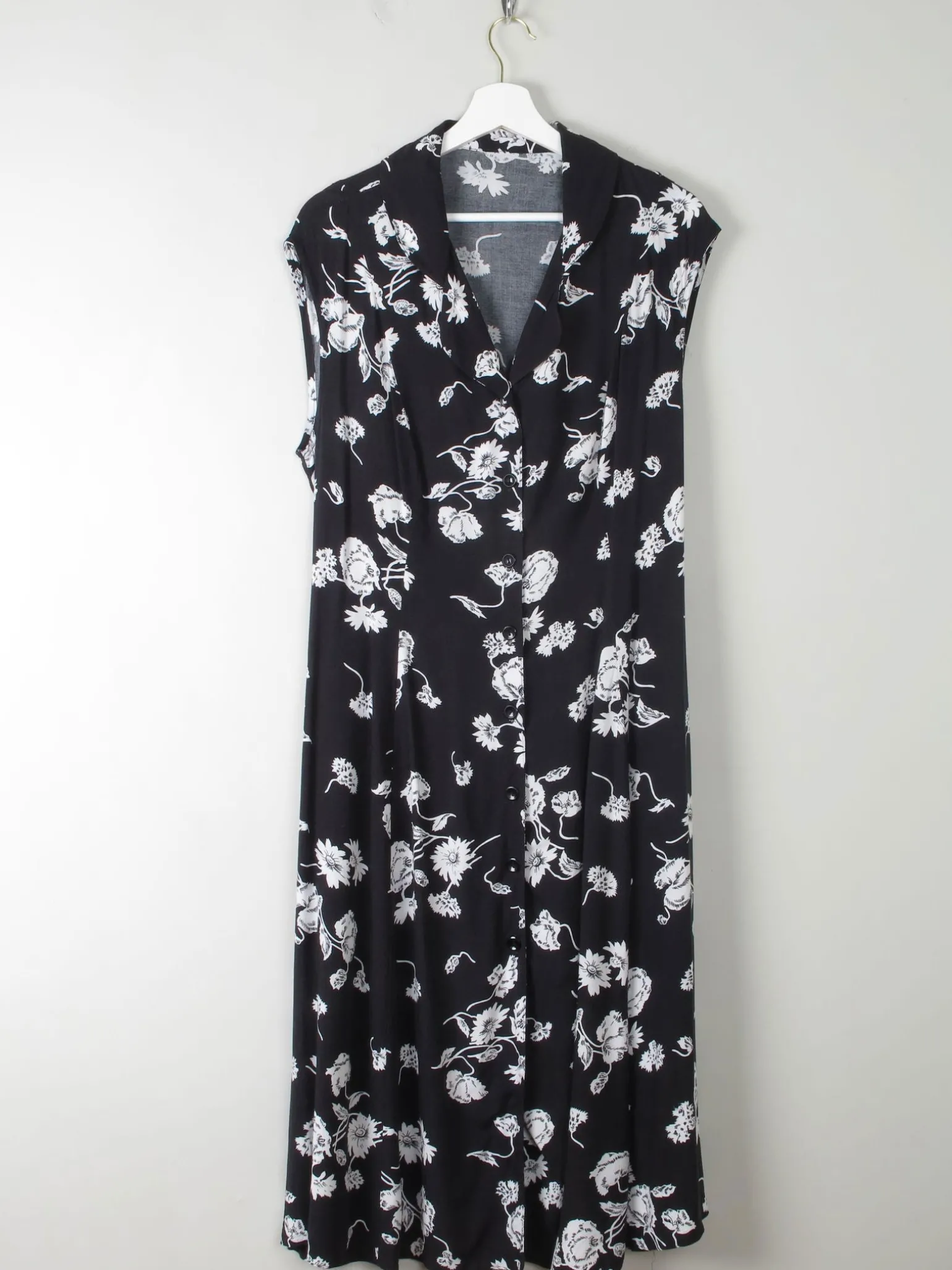 Vintage Black & White Floral Dress