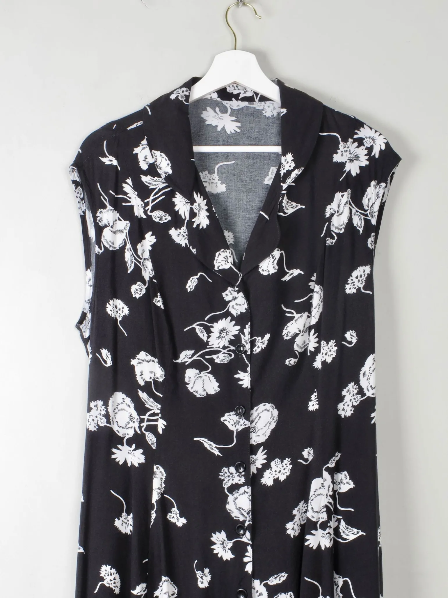Vintage Black & White Floral Dress
