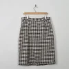 Vintage Black & White Herringbone Pencil Skirt 32" W