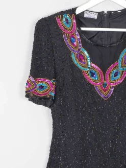 Vintage Black Beaded & Sequin Top S