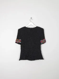 Vintage Black Beaded & Sequin Top S